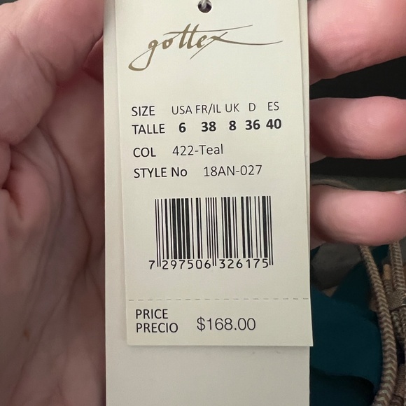 Gottex One-Piece Halter Swimsuit Teal Tie Waist NWT Size 6 - Picture 2 of 2